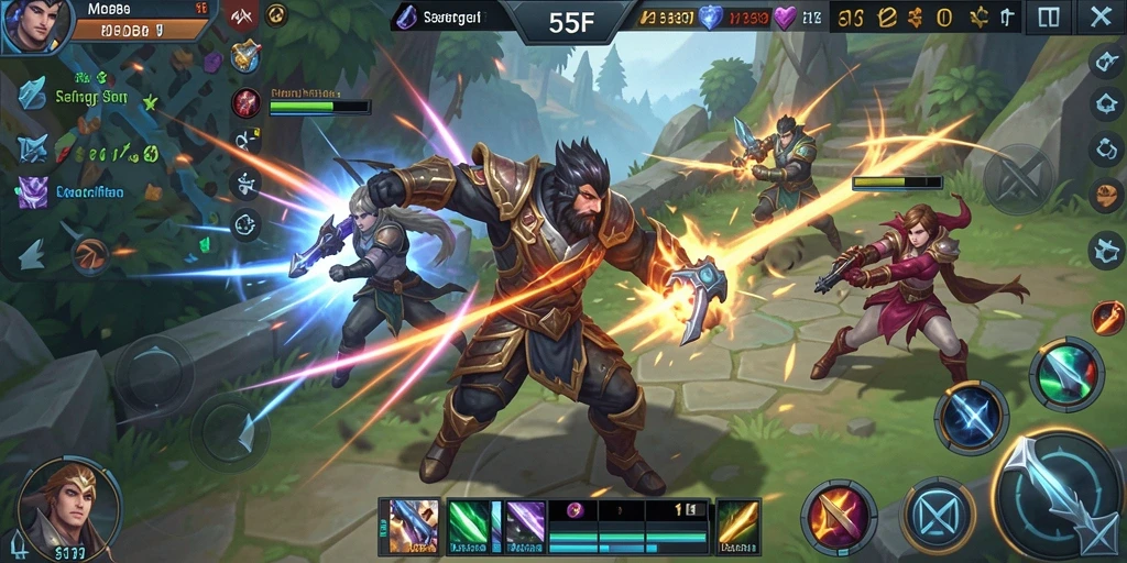 Tampilan menarik dari gameplay MOBA dengan aksi yang seru.