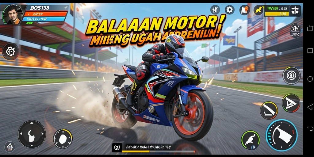 Tampilan gameplay balapan motor yang mendebarkan di BOS138.