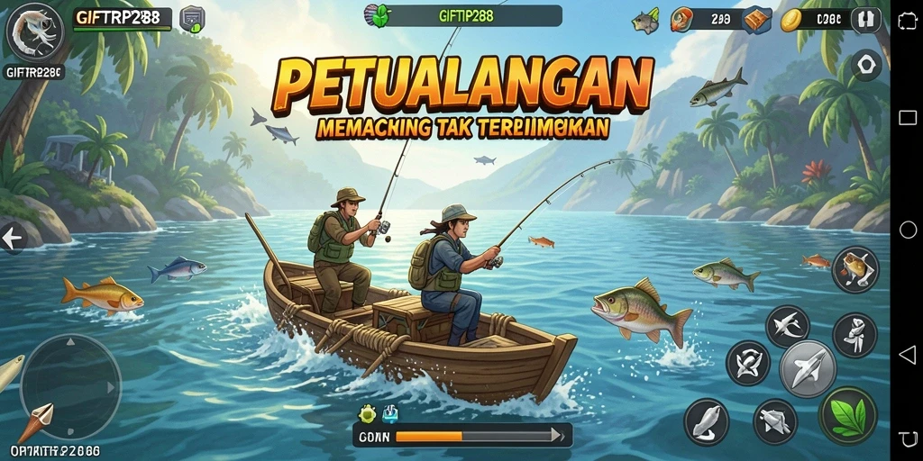 Tampilan gameplay memancing yang seru dan menantang.