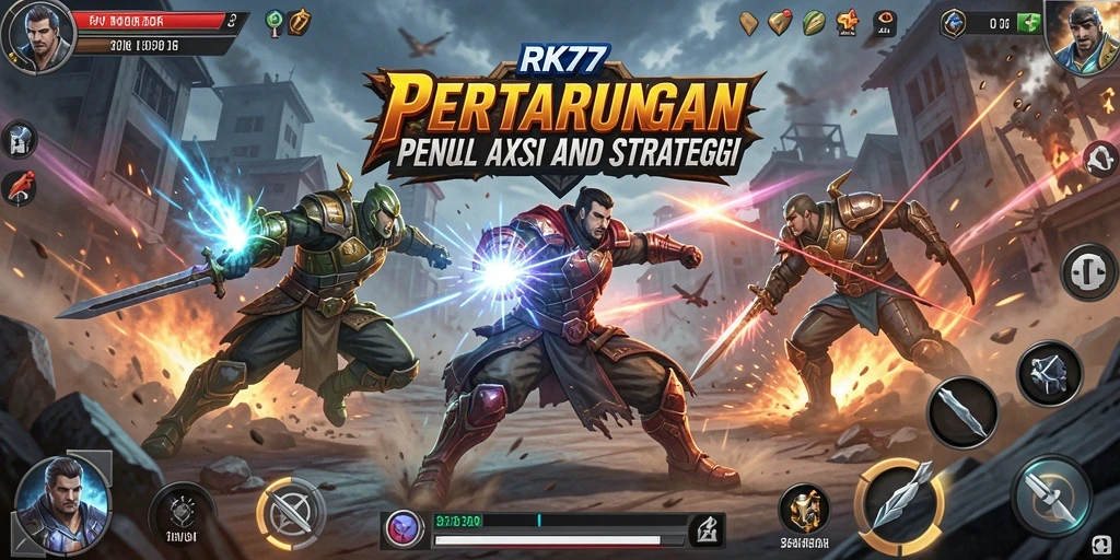 Screenshot menampilkan gameplay dinamisRK77 dengan pertarungan sengit antara karakter.